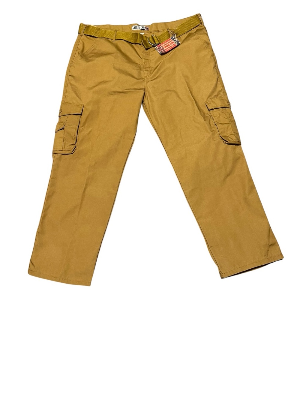 Vintage Y2K Men’s Sacred Crown Cargo Pants NWT Tan Utility 48 x32 Deadstock NOS